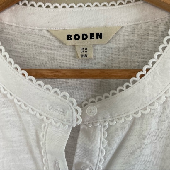 Boden | Henrietta Pintuck Henley Top in White, EUC, size 14 - Picture 8 of 13